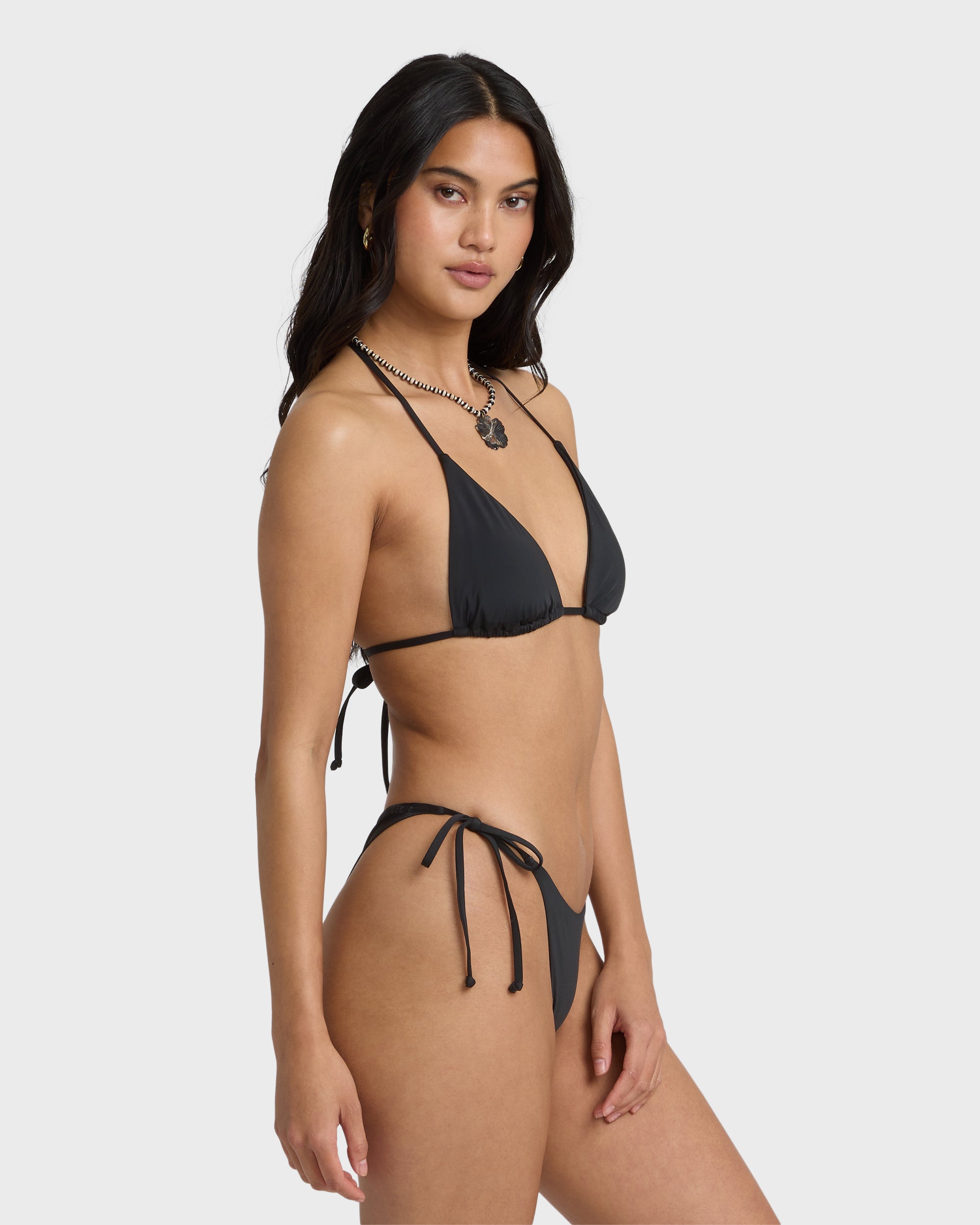 水着・ラッシュガード theredthread S tinyring black bikini set Sol Searcher Tie-Side Tanga Skimpy Bikini Bottoms - Black Pebble