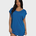 Hallow Wave Mini Short Sleeve Dress - True Blue