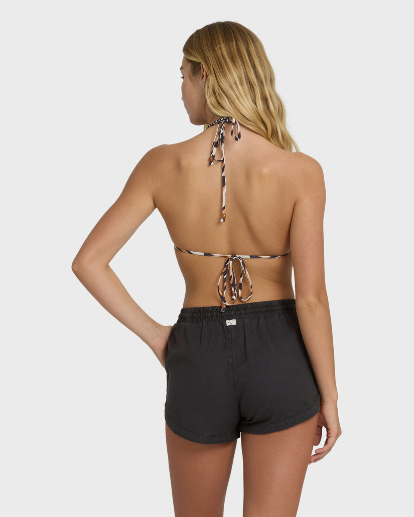 Road Trippin Elastic Waist Shorts - Off Black