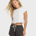 Road Trippin Elastic Waist Woven Shorts - Off Black