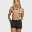 Road Trippin Elastic Waist Shorts - Off Black