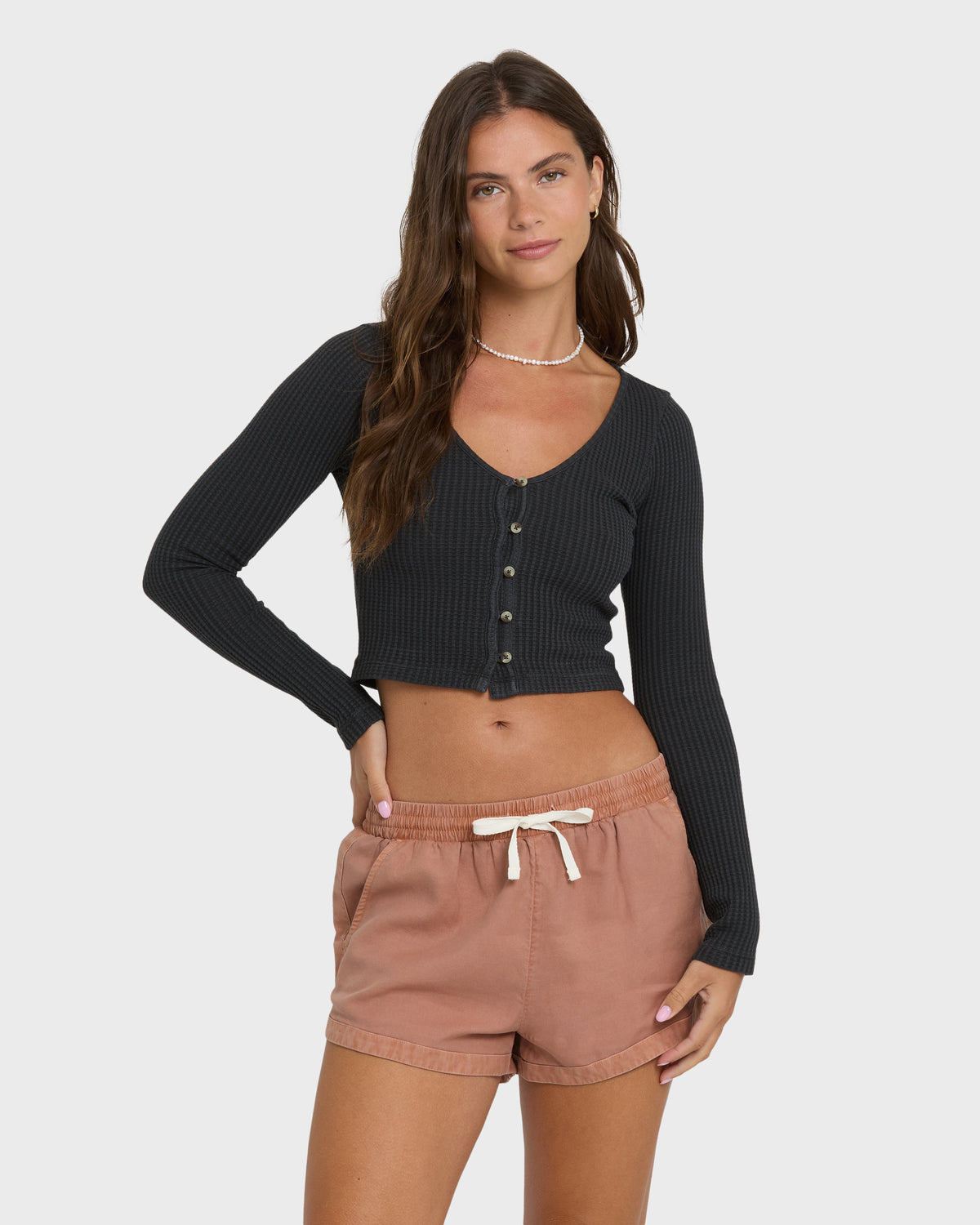 Road-Trippin-Elastic-Waist-Shorts-Sugar-Almond-1