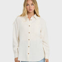 Wanderer Long Sleeve Woven Top - Salt Crystal