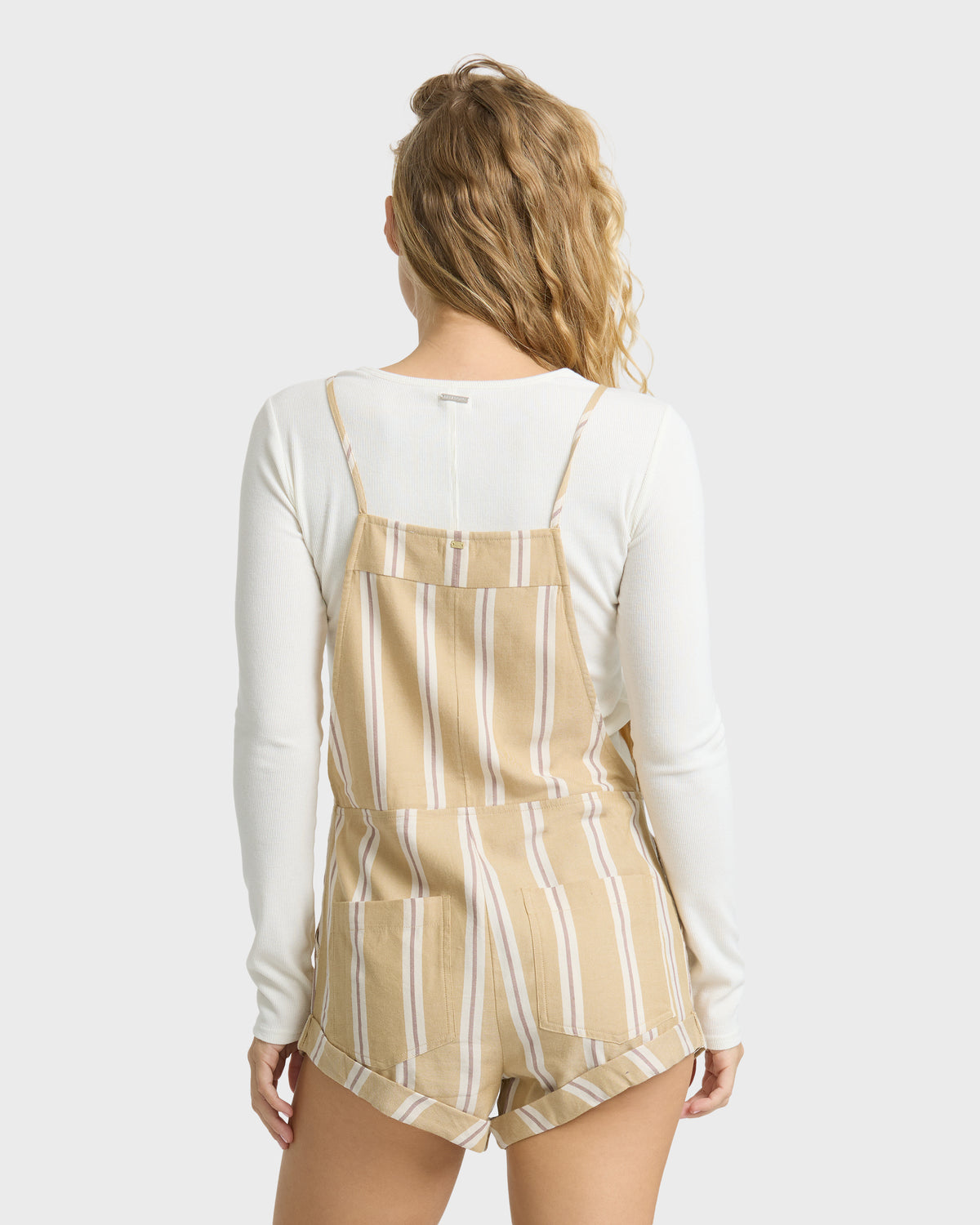 
Wild Pursuit Striped Overall Romper - Curry