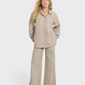 Rival Wide Leg Pants - Cobblestone