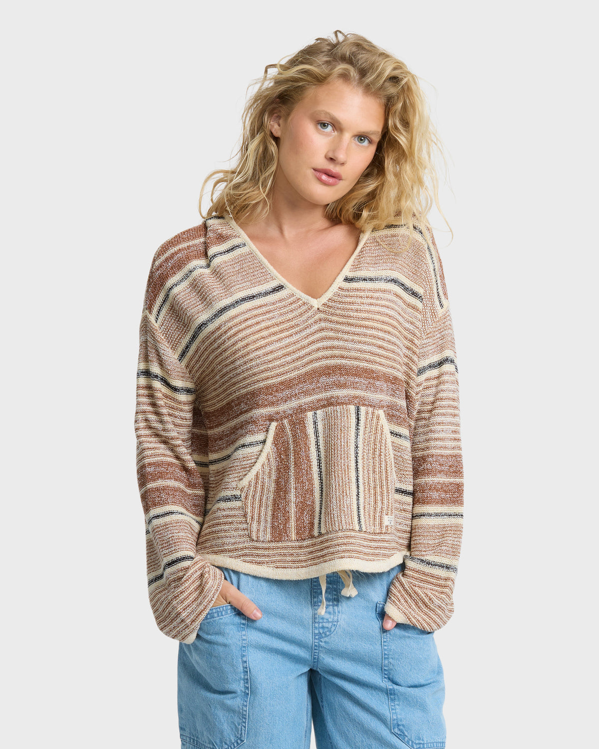 Baja-Beach-Hooded-Sweater-White-/-Brown-1