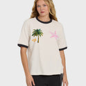 Fun Paradise Short Sleeve Cotton T-Shirt - White Cap