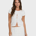 Your Call Short Sleeve Woven Shirt - Salt Crystal
