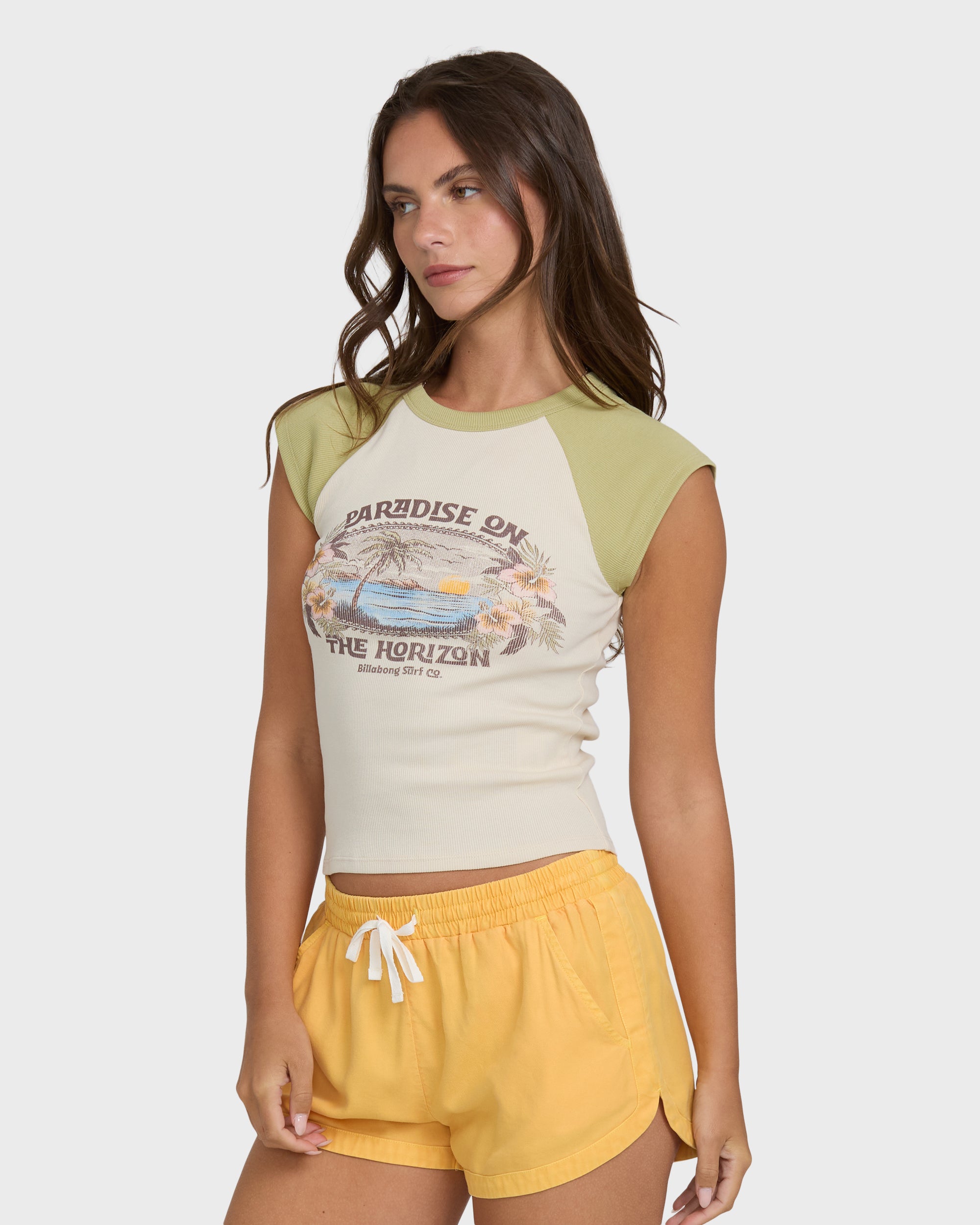 Horizon Raglan Short Sleeve Knit T-Shirt - Cactus | Billabong