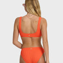 Summer Hi Lowrider Full Bikini Bottom - Hot Coral