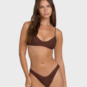 Twisted Tides V Bralette Bikini Top - Espresso