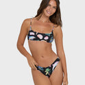 Party Wave Jaclyn Crop Bralette Bikini Top - Black Pebble