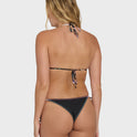 Party Wave Tie-Side Tanga Bikini Bottoms - Black Pebble