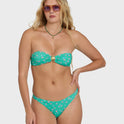 Ship Wrecked Shelly Bandeau Bikini Top - Green Tropics