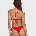 Rising Tide Tie-Side Tanga Bikini Bottoms - Fiesta Red