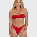 Rising Tide V Bandeau Bikini Top - Fiesta Red