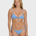Mini Wave Check Cara Bralette Bikini Top - True Blue