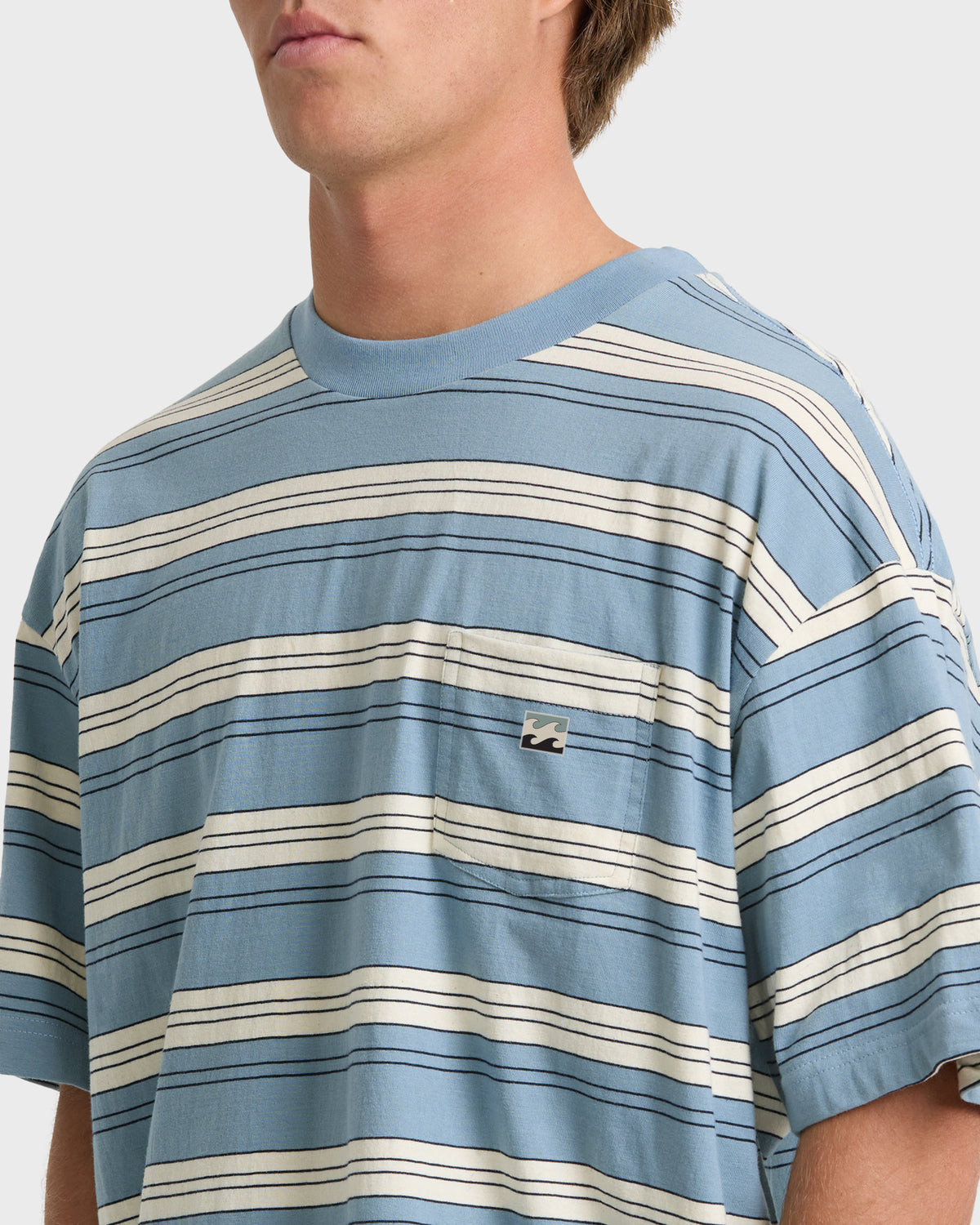 
Baxter Stripe Short Sleeve Pocket Tee - Blue Fog