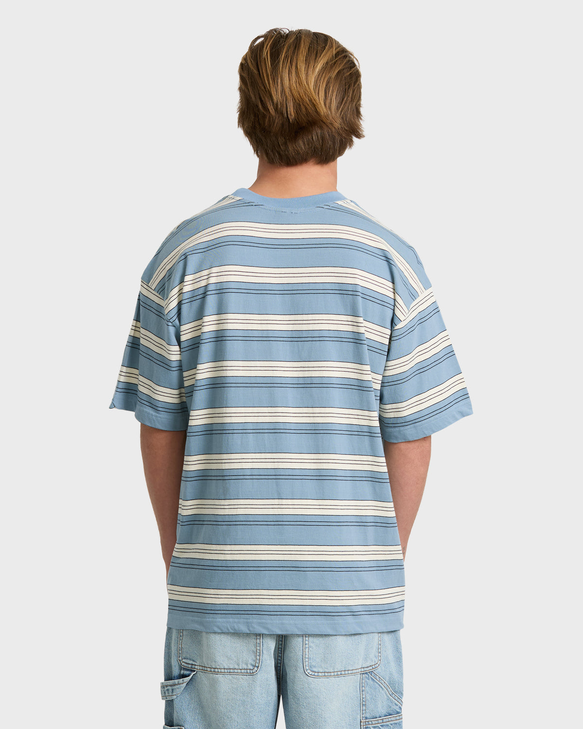 
Baxter Stripe Short Sleeve Pocket Tee - Blue Fog