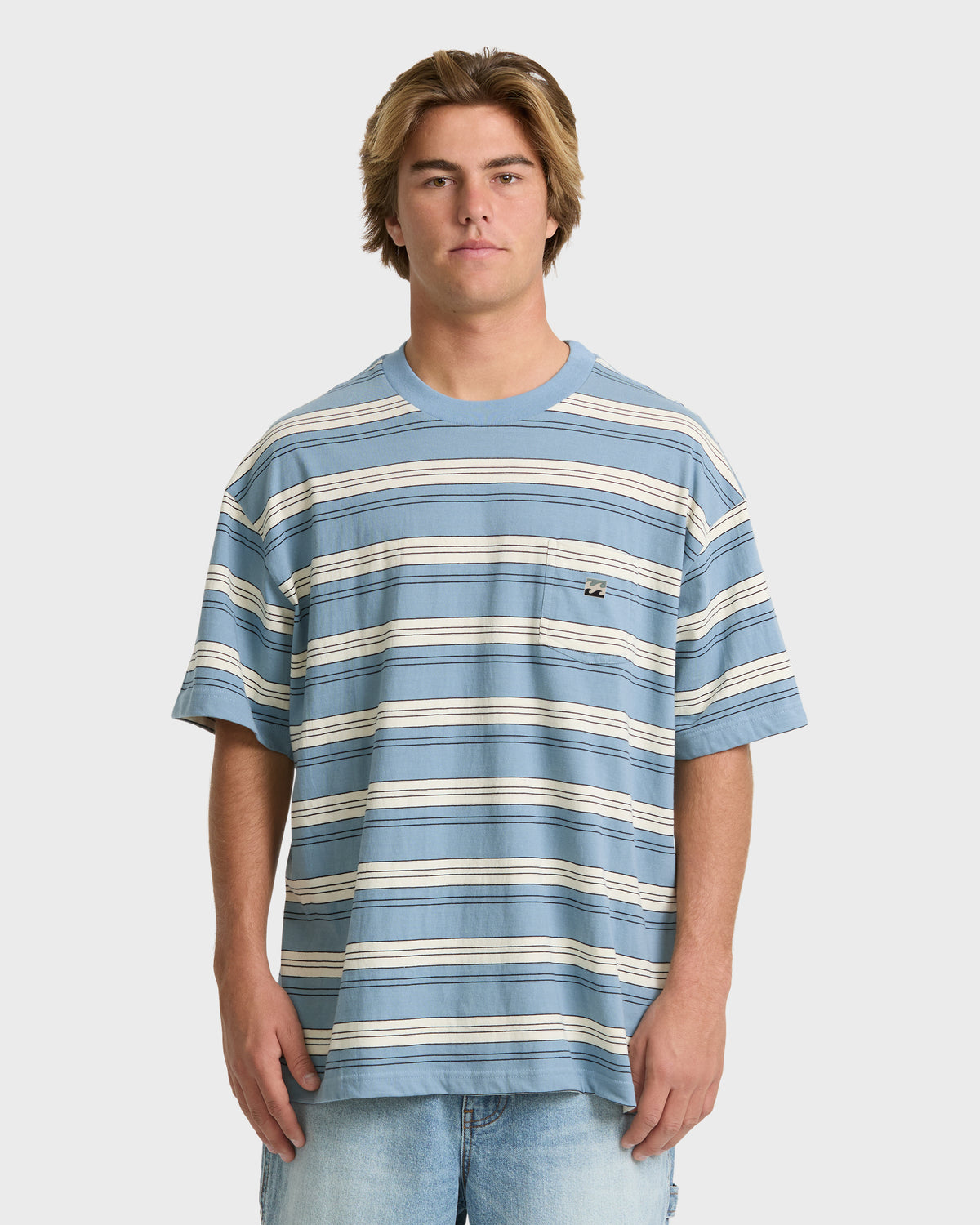 
Baxter Stripe Short Sleeve Pocket Tee - Blue Fog