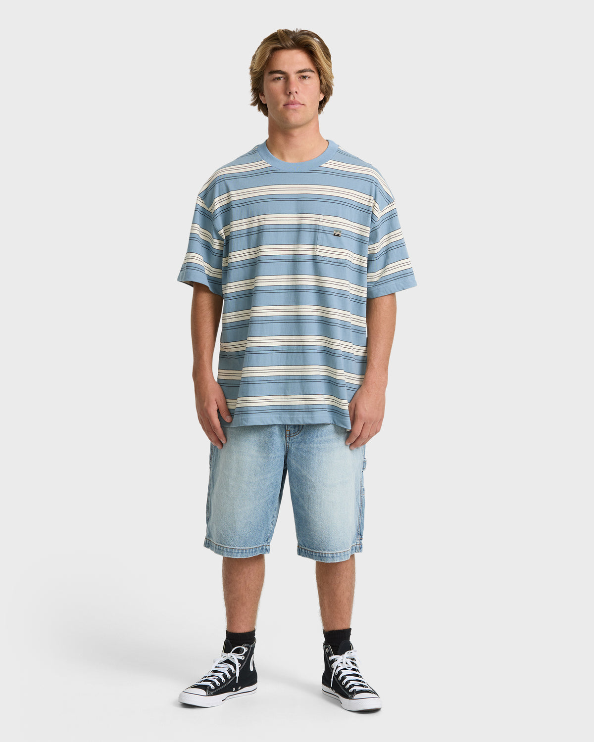 
Baxter Stripe Short Sleeve Pocket Tee - Blue Fog
