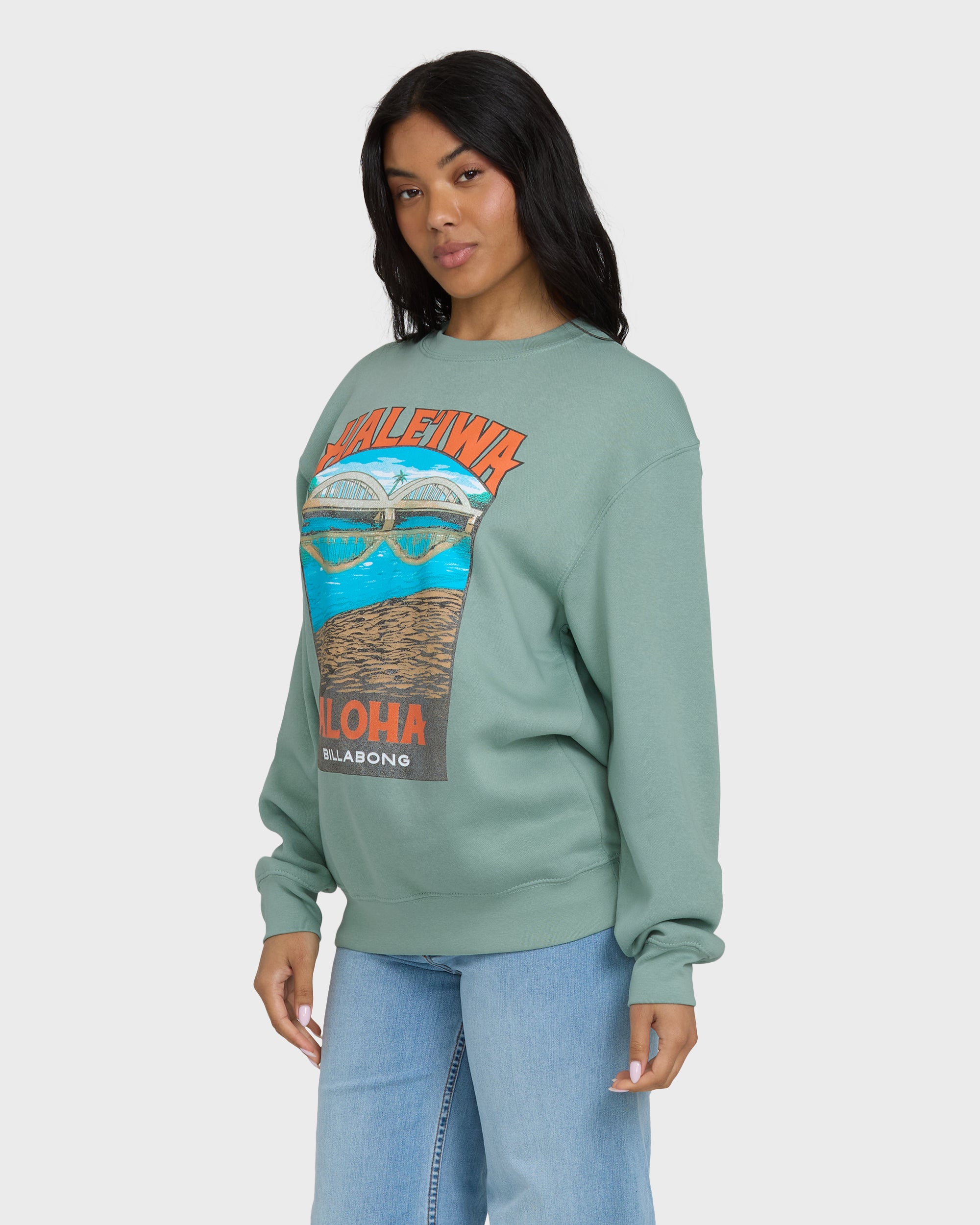 Haleiwa Scenic Poster Crewneck Sweatshirt - Sea Glass | Billabong