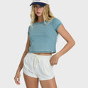 Road Trippin Elastic Waist Shorts - Salt Crystal