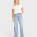 Free Fall High-Waist Denim Flare Pants - Light Wash