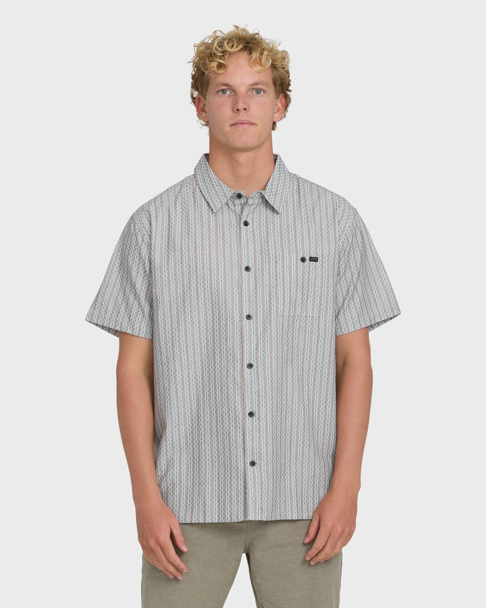 Sundays Jacquard Short Sleeve Woven Shirt - Fog Gray | Billabong