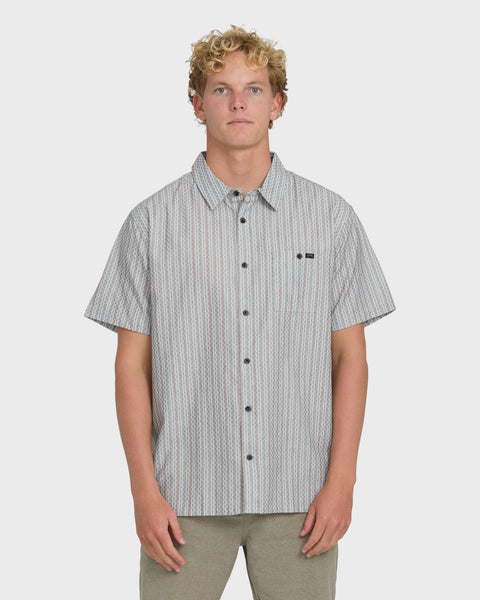 ち*び様 SUNDAYS BEST ORGANIC COTTON SHIRTS Sundays Jacquard Short Sleeve Woven Shirt - Fog Gray | Billabong