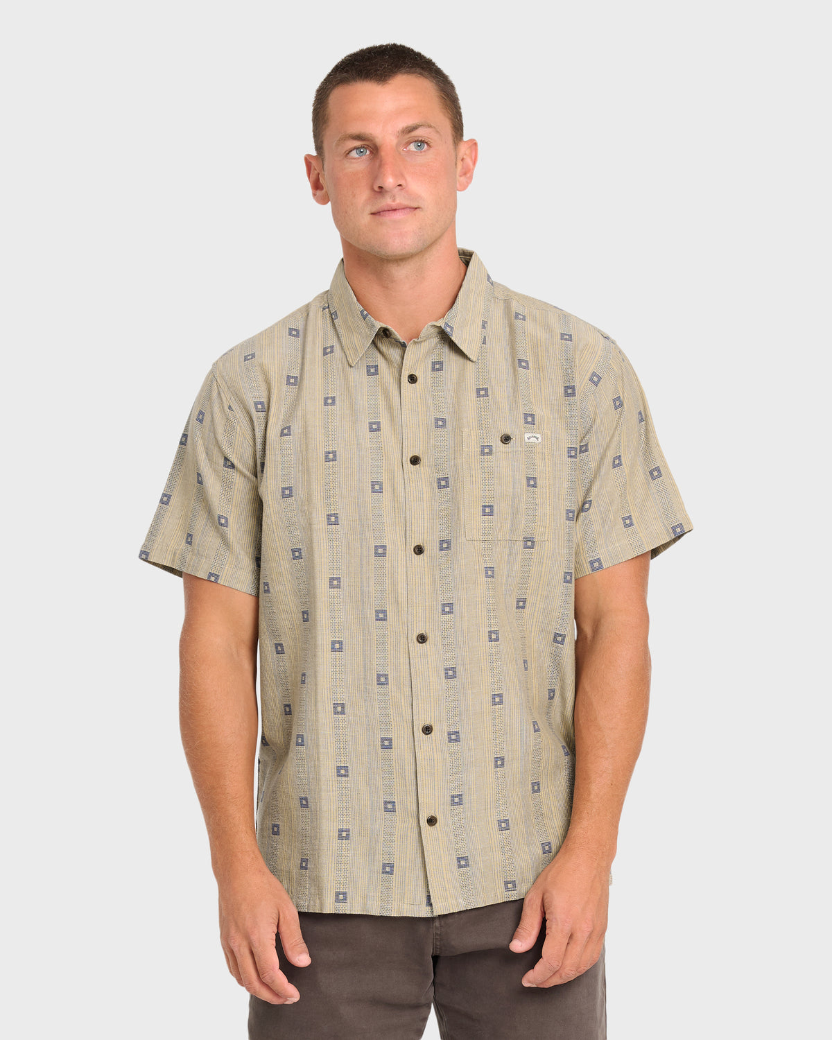 Sundays-Jacquard-Short-Sleeve-Woven-Shirt-Pale-Khaki-1
