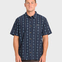 Sundays Jacquard Short Sleeve Woven Shirt - Real Teal