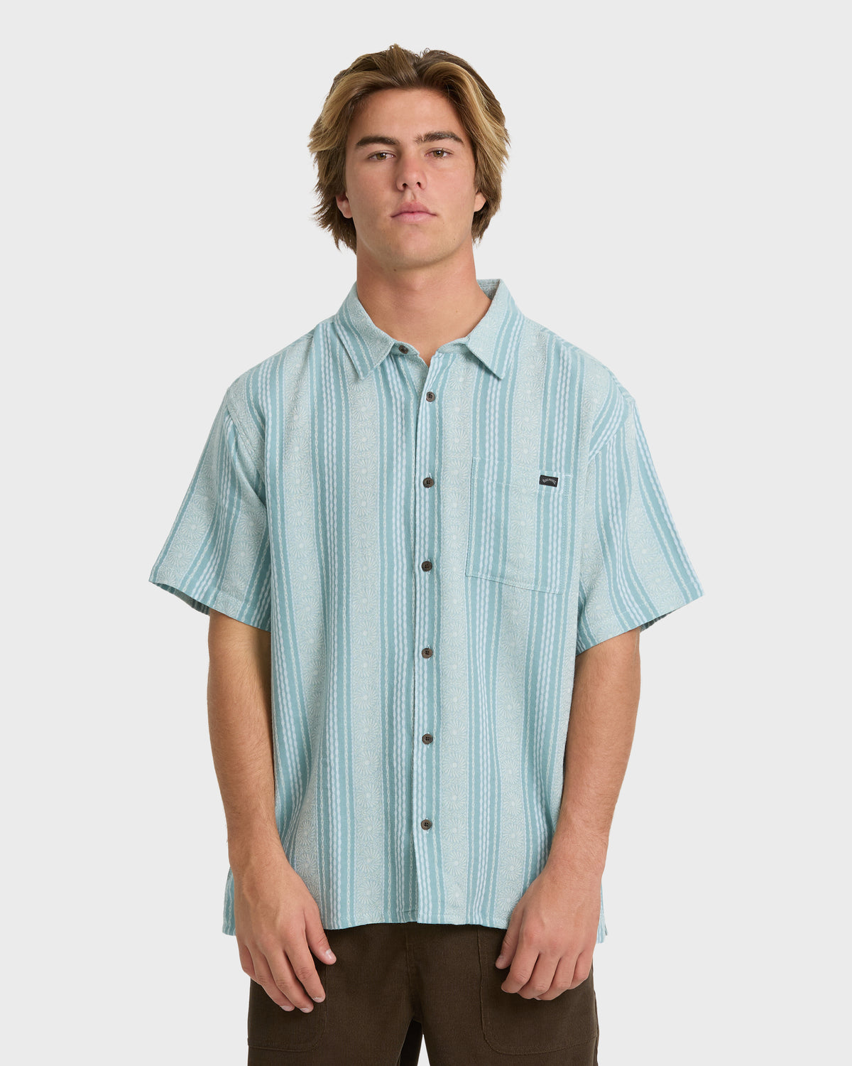 
Sundays Jacquard Short Sleeve Woven Shirt - Silt Green