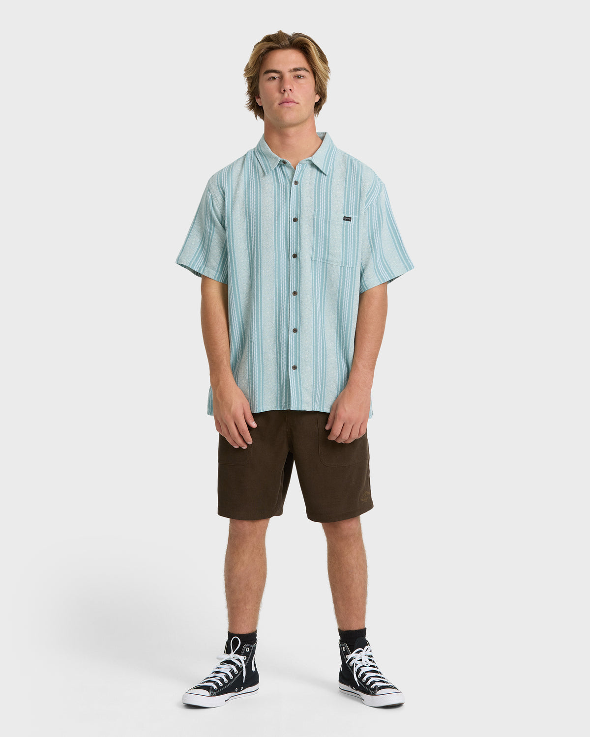 
Sundays Jacquard Short Sleeve Woven Shirt - Silt Green