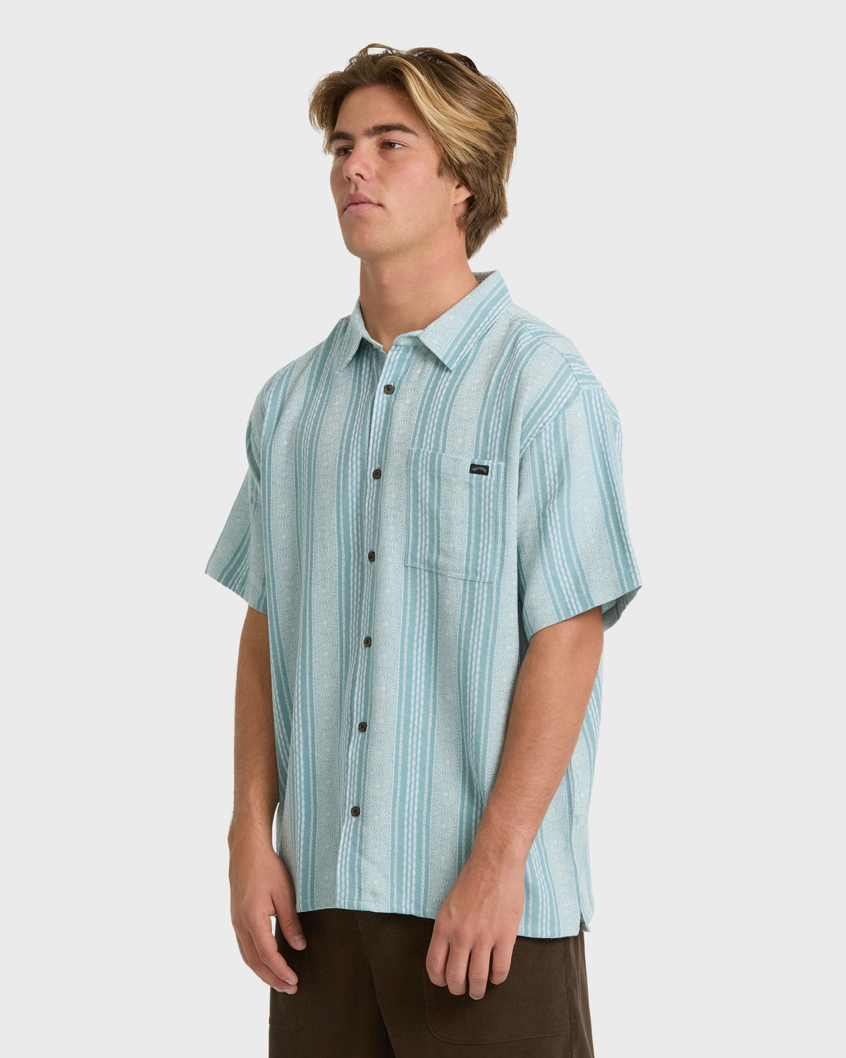 
Sundays Jacquard Short Sleeve Woven Shirt - Silt Green