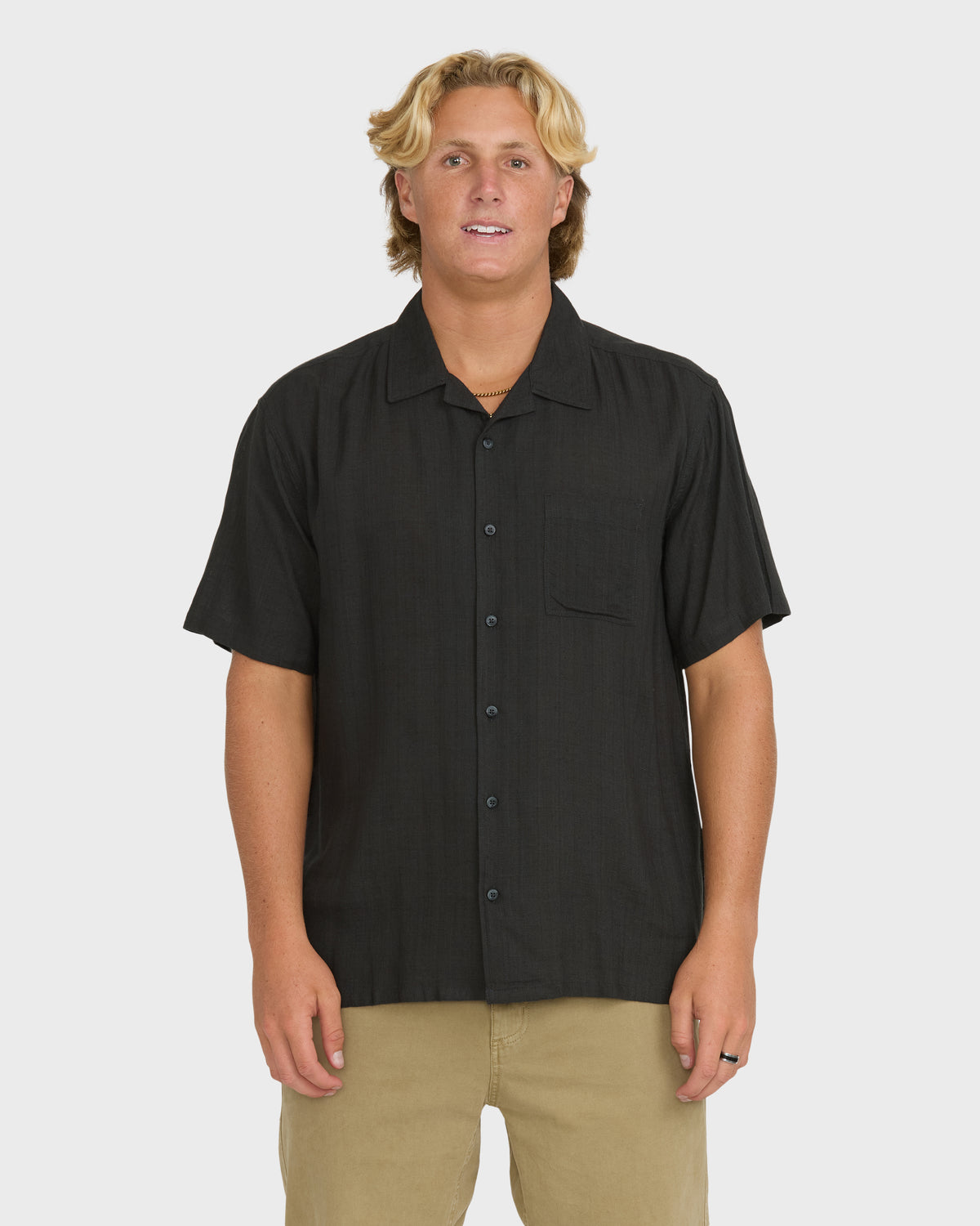 
Victoria Vacay Short Sleeve Woven Shirt - Raven