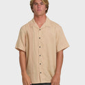 Garage Nashua Jacquard Short Sleeve Woven Shirt - Oatmeal