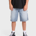 Bad Dog Workwear Denim Shorts - Bleached Blue Wash