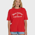 I Will Travel Short Sleeve Knit T-Shirt - Fiesta Red