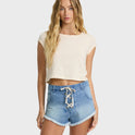 Beach Dreamin Denim Shorts - Faded Indigo Fray