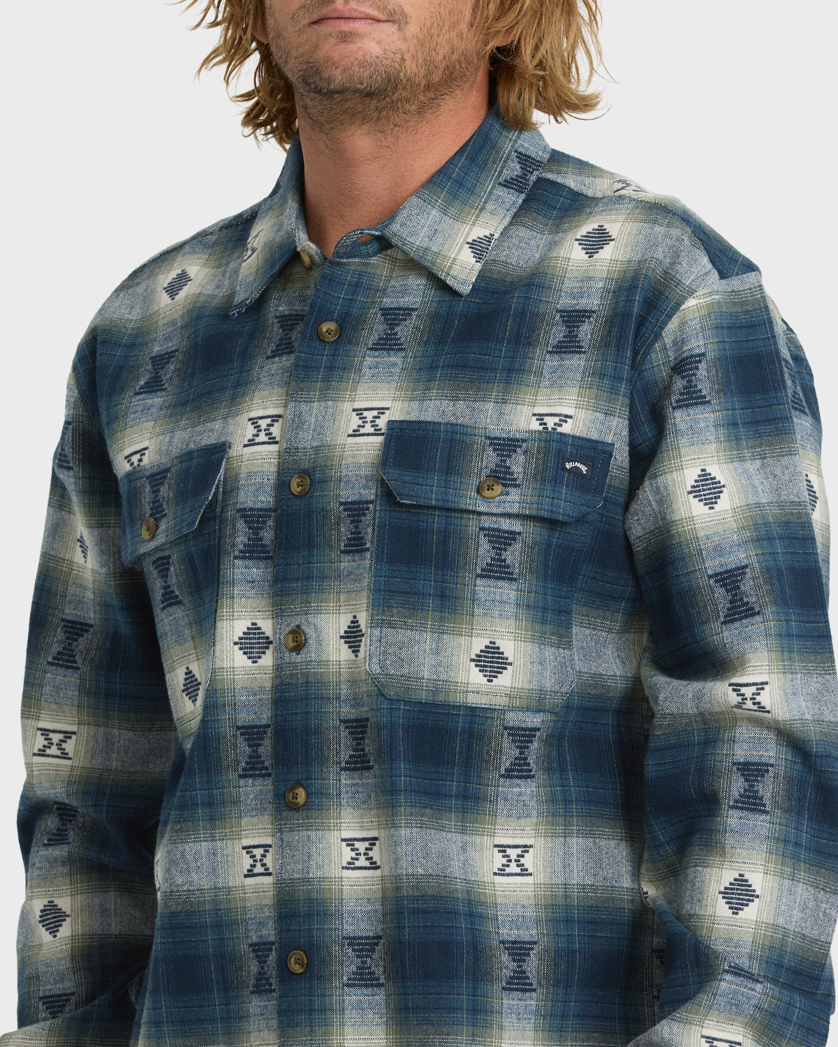 
Offshore Jacquard Long Sleeve Flannel Shirt - Dark Denim