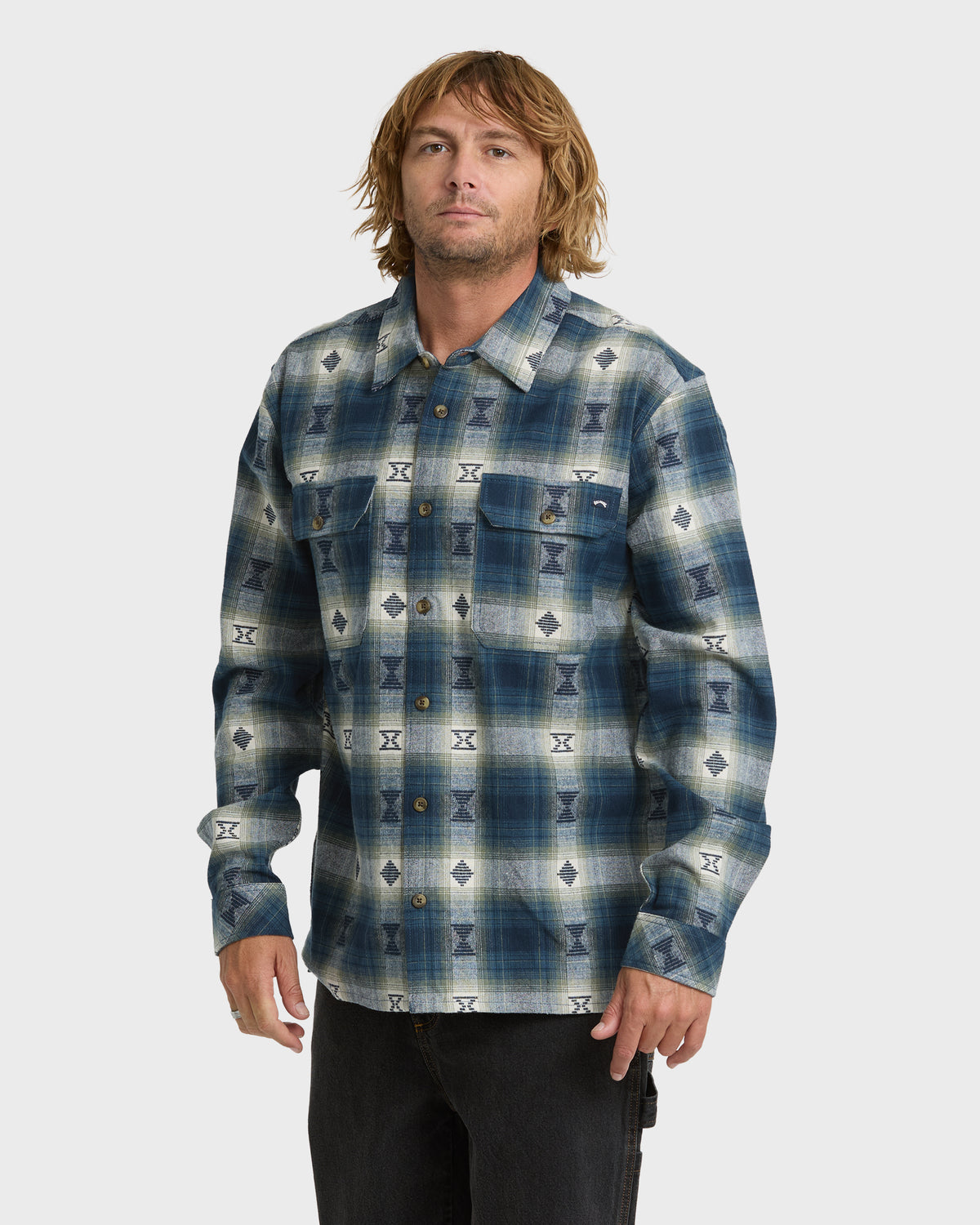 
Offshore Jacquard Long Sleeve Flannel Shirt - Dark Denim