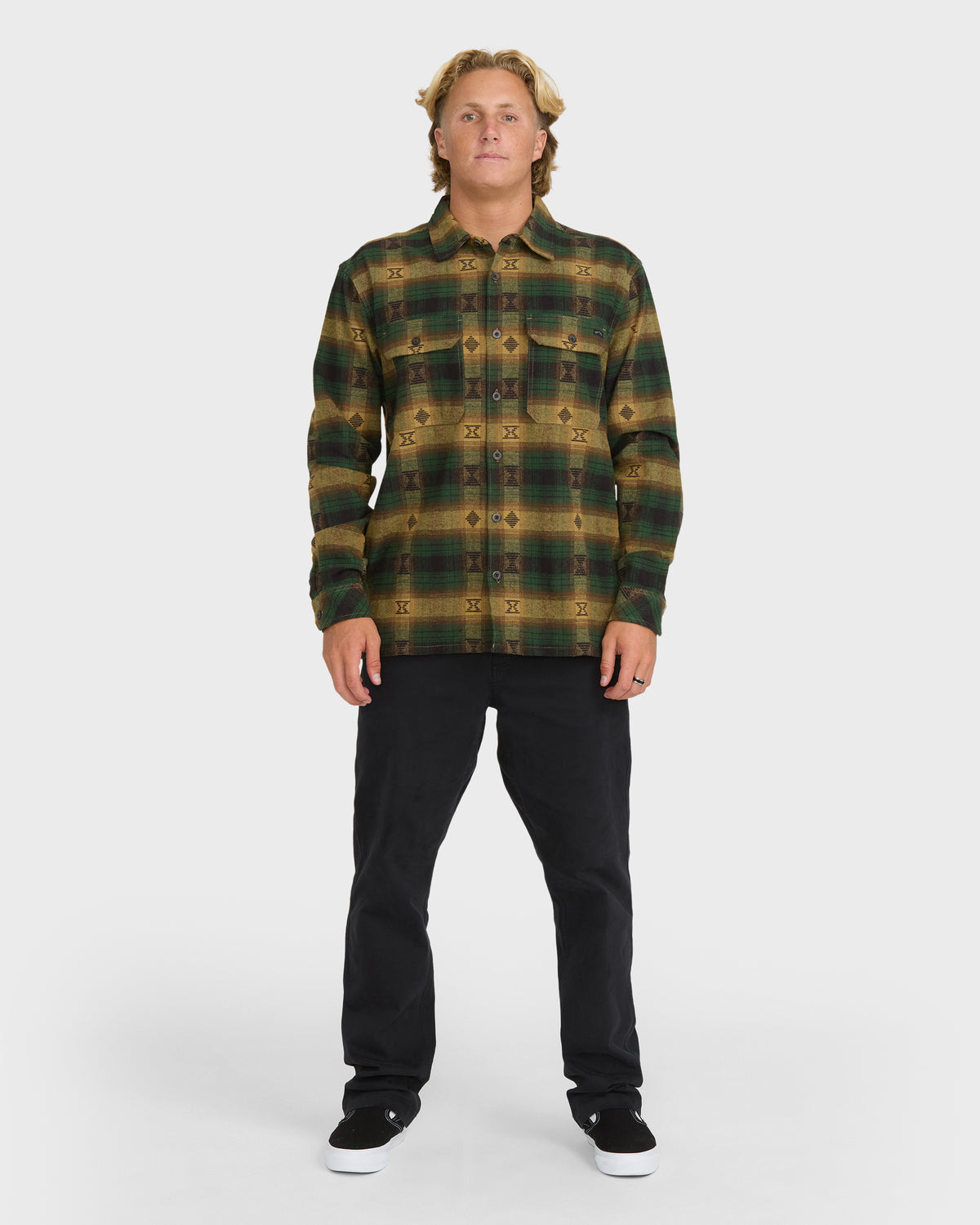 
Offshore Jacquard Long Sleeve Flannel Shirt - Dark Earth