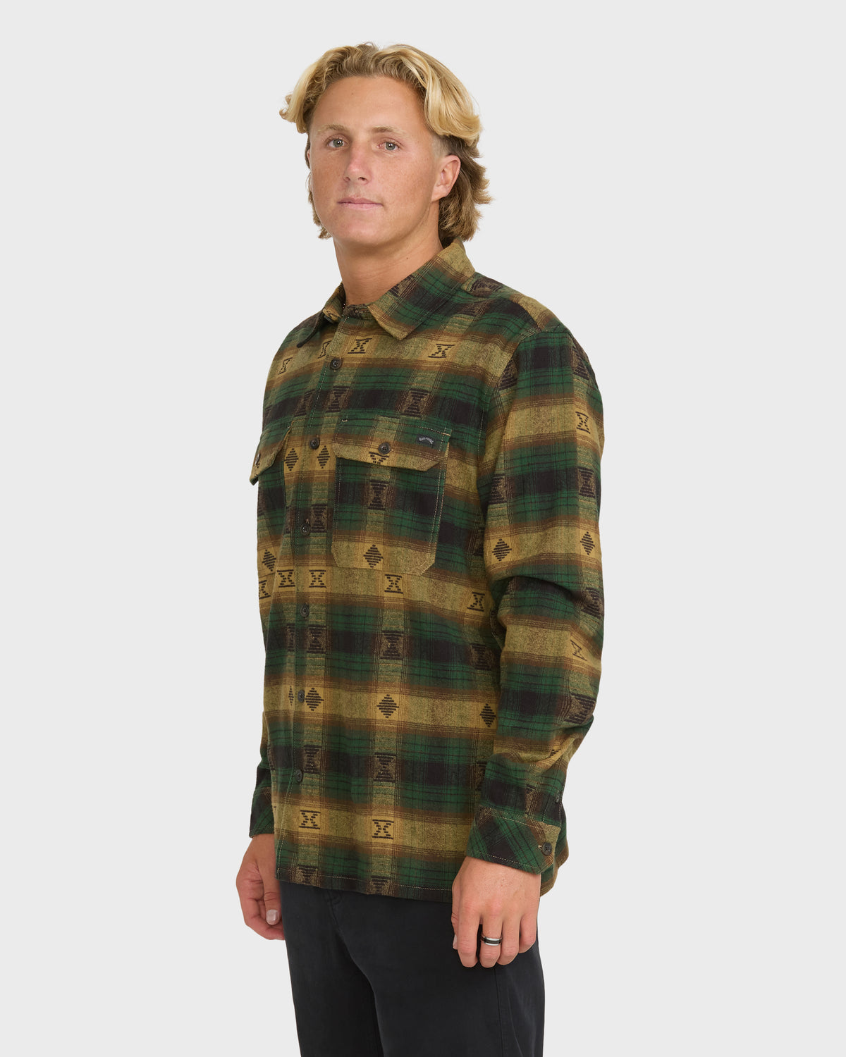 
Offshore Jacquard Long Sleeve Flannel Shirt - Dark Earth