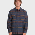 Offshore Jacquard Long Sleeve Flannel Shirt - True Navy