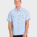 Bad Dog Short Sleeve Oxford Shirt - Blue Fog