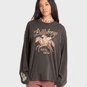 Familiar Roads Long Sleeve Knit Graphic T-Shirt - Off Black