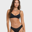 Sol Searcher V Bralette Bikini Top - Black Pebble