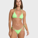 Simply Sweet Eyelet Triangle Bikini Top - Green Glow