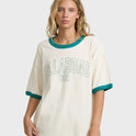 Go West Ringer Short Sleeve Knit T-Shirt - White Cap